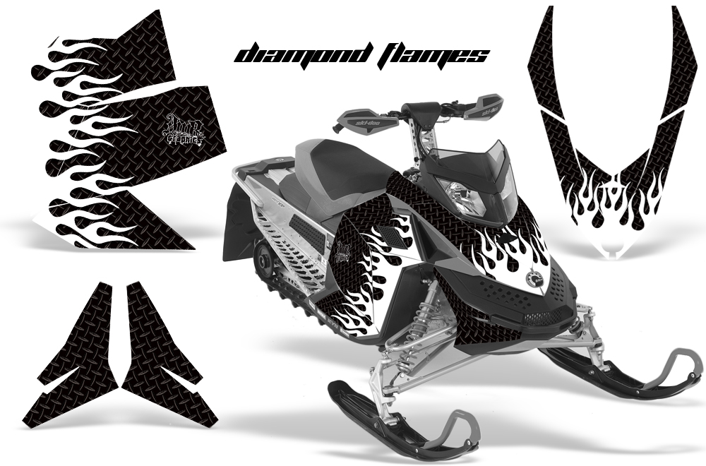 Skidoo REV XP Graphics Kit BLACK DiamondFlames